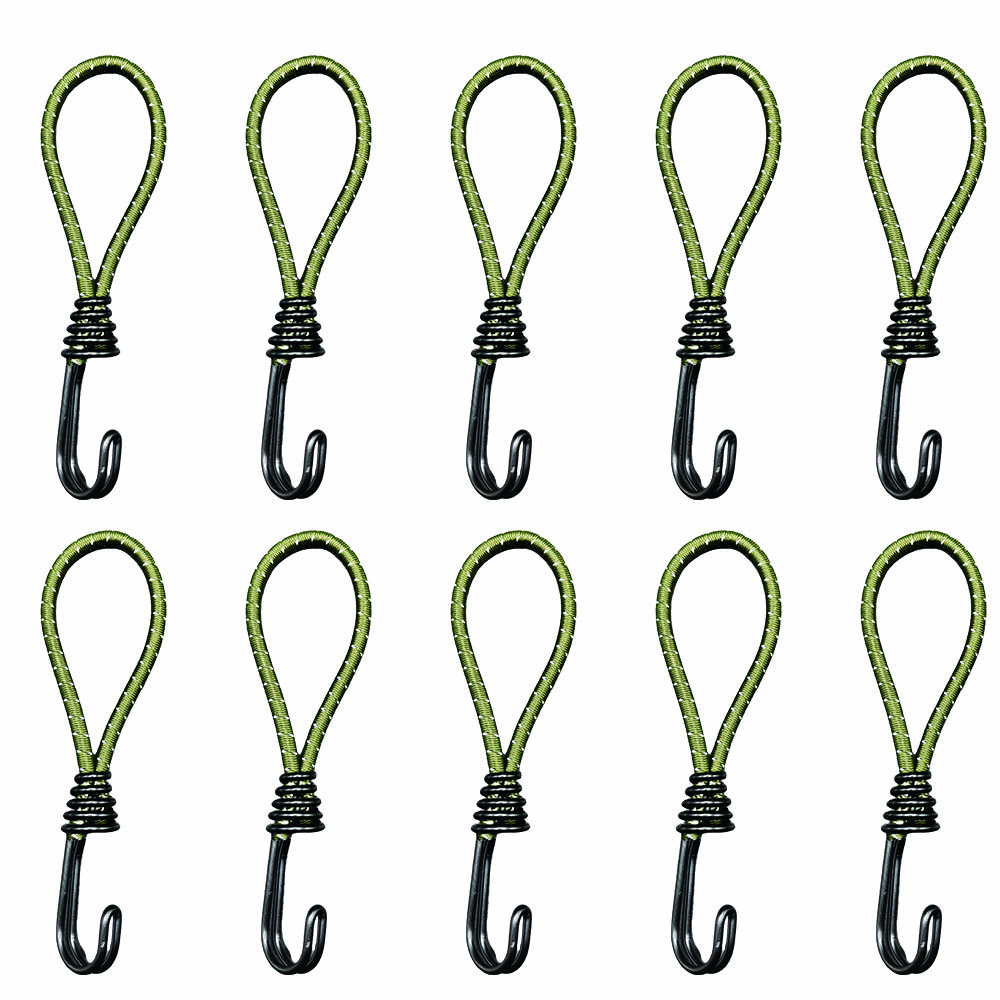 10 Uds. Cuerda elástica para tienda de campaña con gancho, dosel para acampar, hebilla elástica, cuerda para tienda de campaña de senderismo en el suelo, ganchos mosquetón, accesorios: Verde