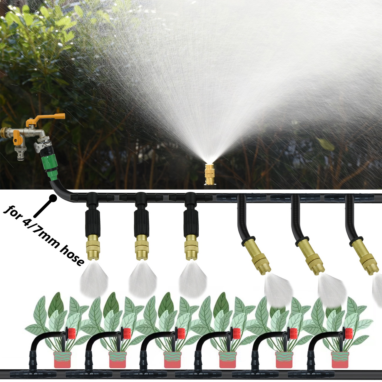 Sprycle 5M-50M Automatic Watering System Kit Garden Micro Drip Irrigation Controller DIY Cooling Mist Spray for Vegetable Flower