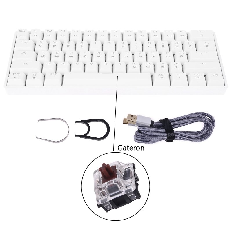 SK61 Mini Portable 60% Mechanical Keyboard Gateron optical Switches RGB Backlit Swappable Wired Gaming Keyboard for PC Mac: Olive