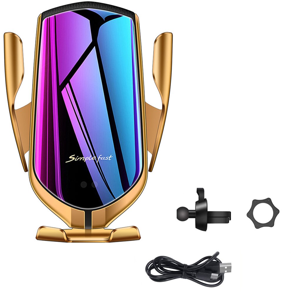 15W Wireless Car Charger Mount - Infrared Induction QI Fast Charging Station for iPhone 12 11 XS X 8: 10W Air Vent Gold