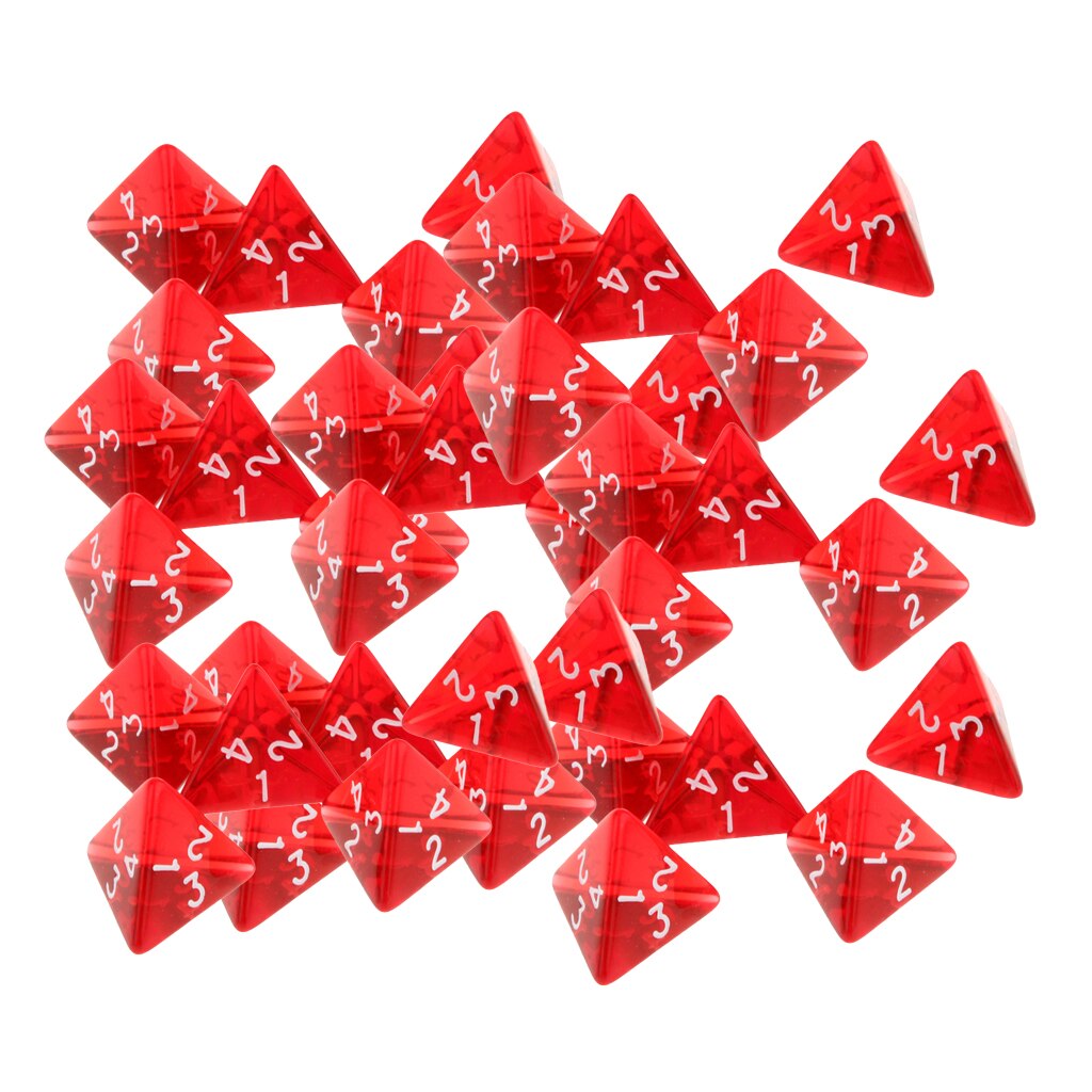 2cm Polyhedral Four Sided Dice Set Table Games D4 D&D TRPG Colors Dice, Red, Pack of 150