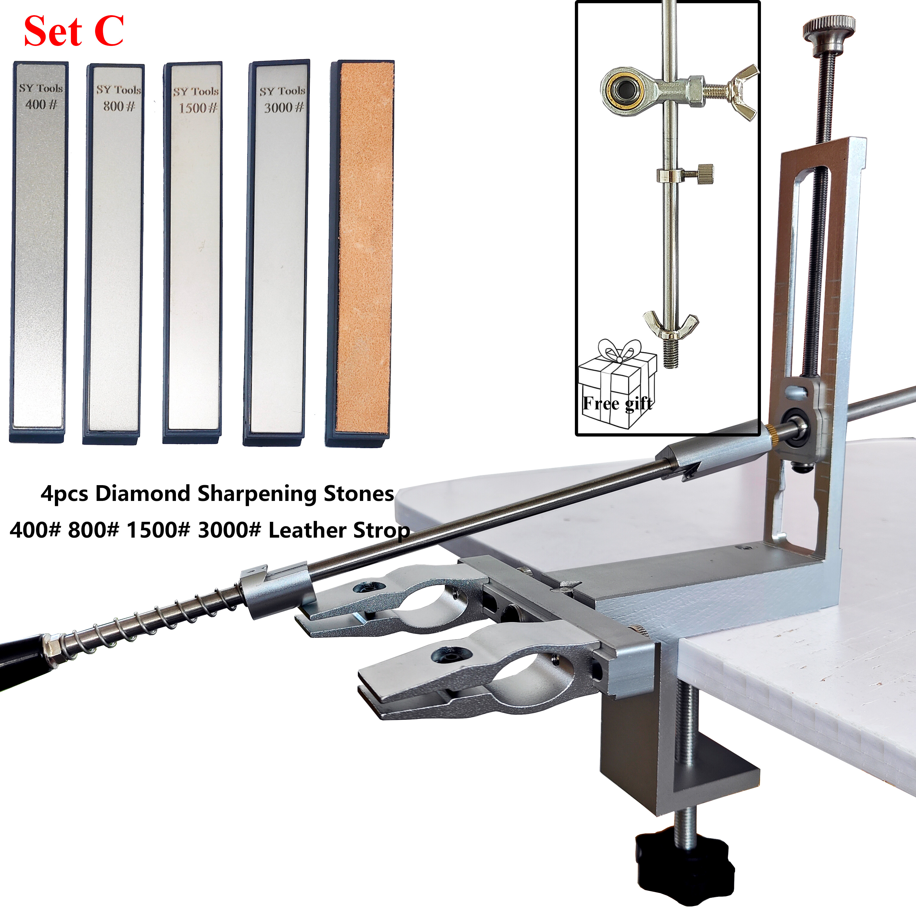 S09 Fixed Angle Apex Knife Sharpener Kitchen Knife tools Knife Sharpening System with diamond stones Set: grey