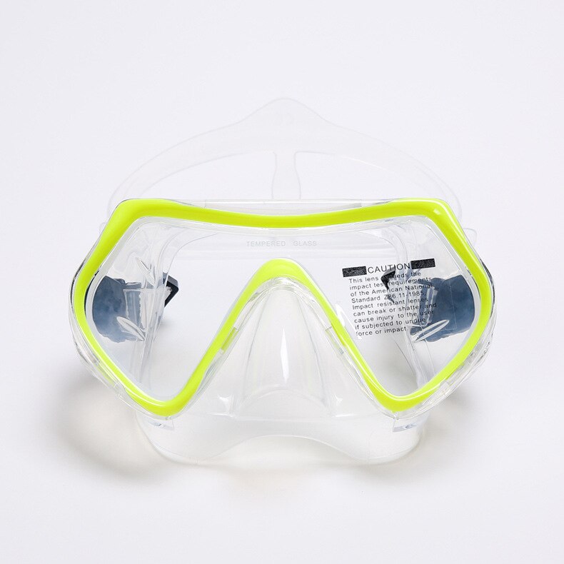 Adult Swimming Scuba Diving Goggles Mask Underwater Anti-Fog Glasses Snorkeling Goggles Equipment: Yellow Transparent