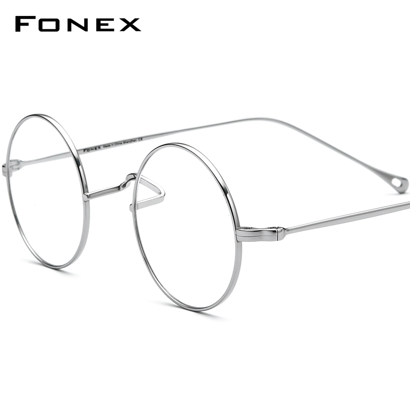 FONEX Titan Brille Rahmen Männer Vintage Runde Brillen Frauen Retro Ultraleicht Japanische Brillen 85666: Silber