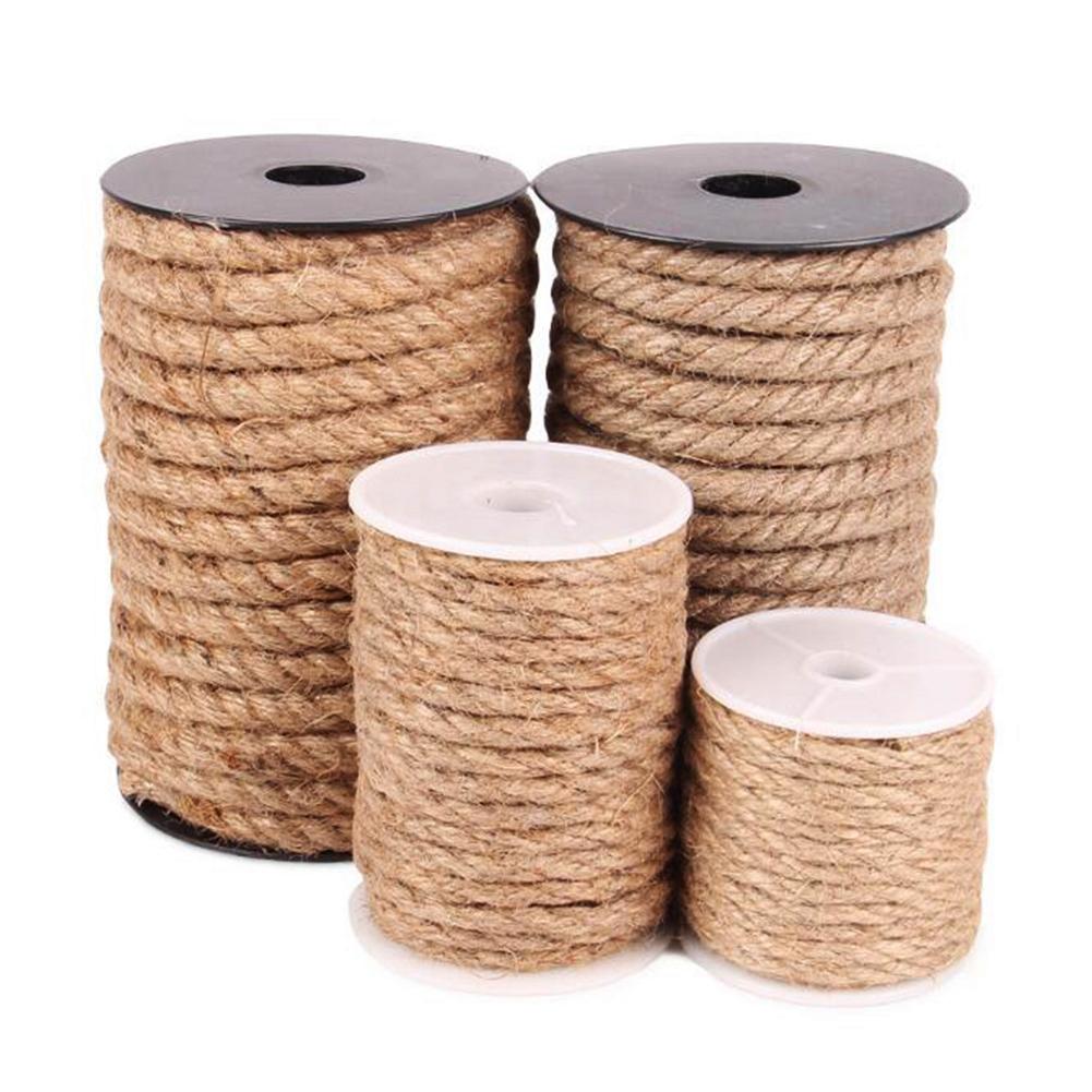 10M Natuurlijke Sisal Touw Voor Kat Klimrek Diy Handgemaakte 4-10Mm Jute Touw Lamp Decoratie Touw bureau Benen Binding Hennep Touwen