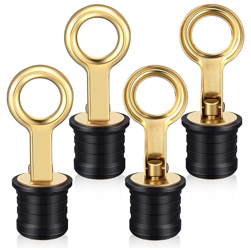 4 Pieces Snap-Handle Drain Plug Boat Drain Plug Brass Handle Rubber Plug For 1 Inch Diameter Drains: Default Title