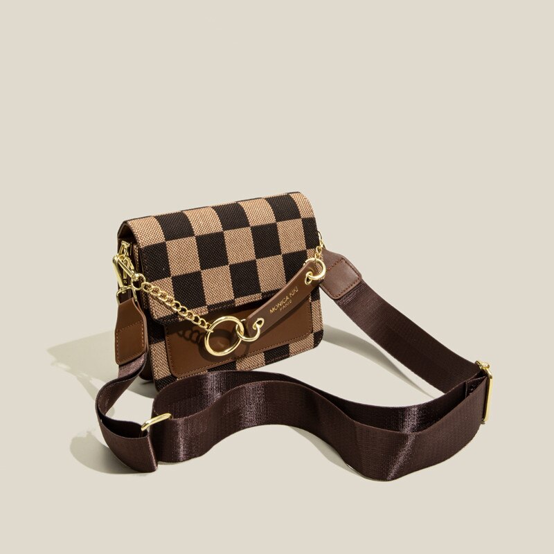 Sac à bandoulière simple pour femmes, Style anglais, motif écossais, sacoche carrée à la , Vintage, bonne