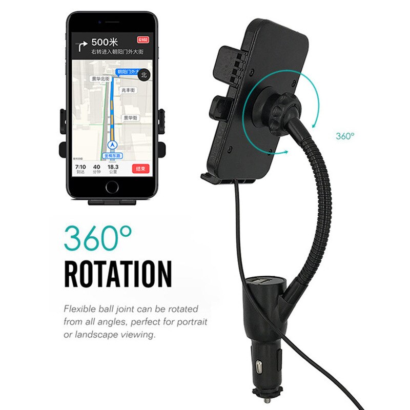 Mobile Phone Holder Mount Qi Cigarette Lighter Car Charger Multifunction Universal Fast Dual USB Charger Wireless Charging