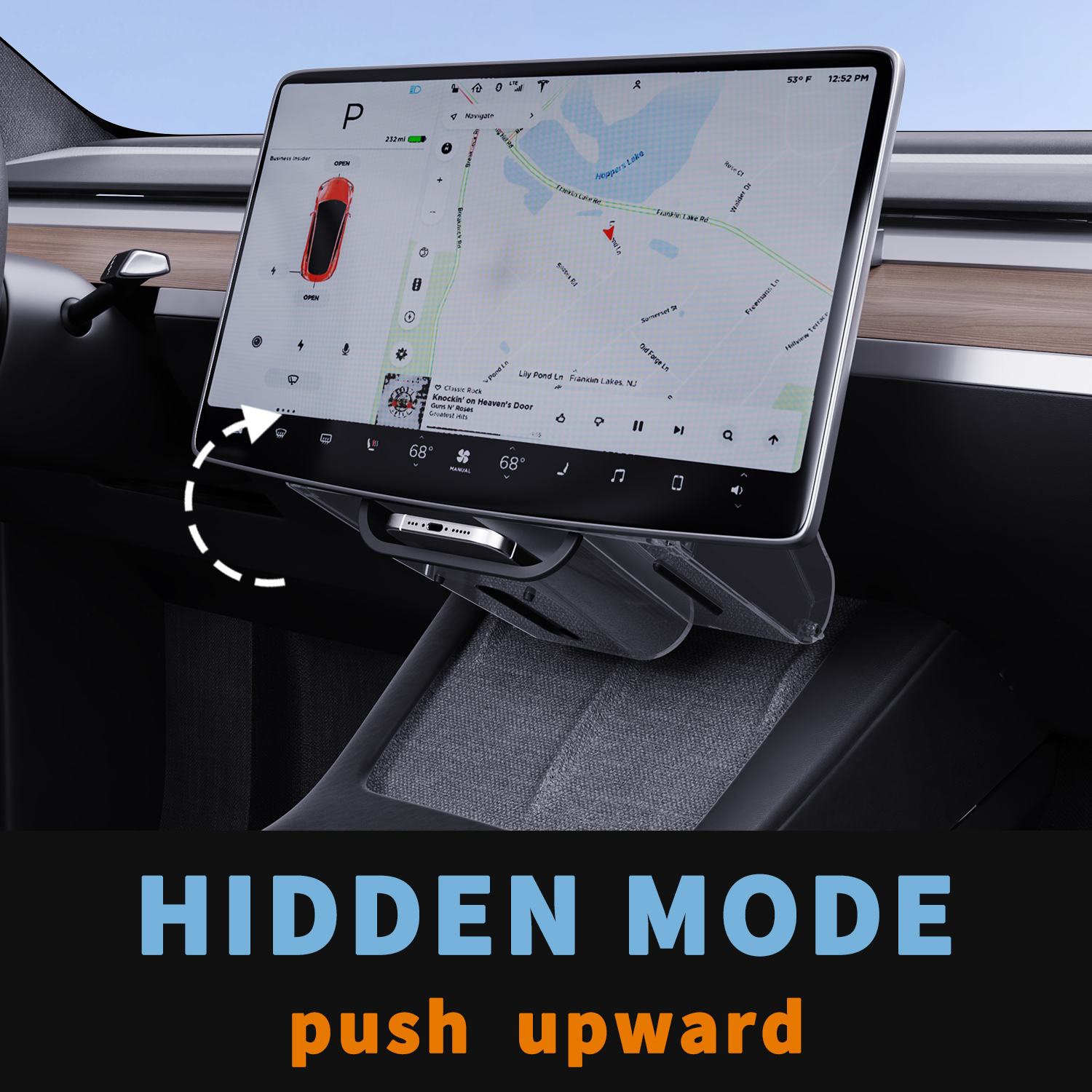 Verborgen opbergorganizer onder scherm, compatibel met Telsa Model 3, model Y 2024 | Past niet op 2024 Model 3 (Highland)