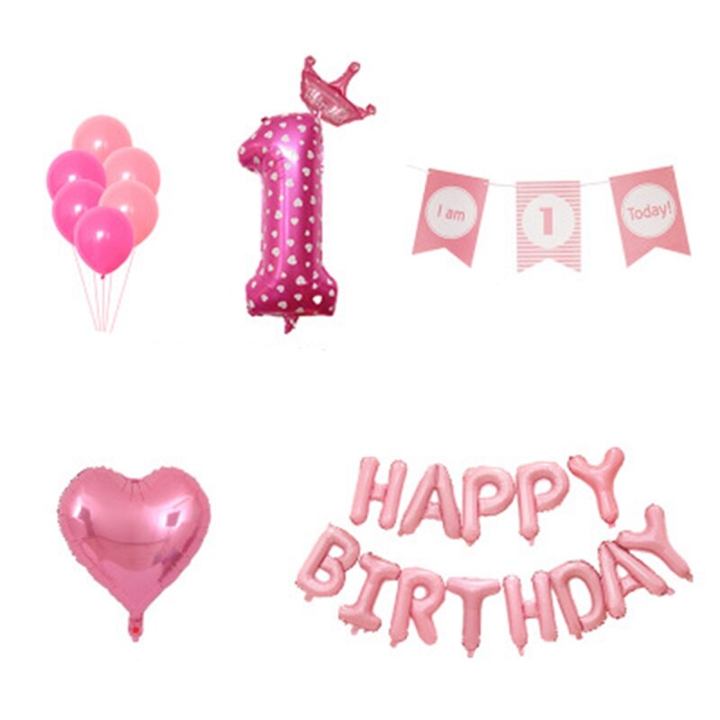 Babyens første fødselsdag tillykke med fødselsdagen aluminiumsfolie ballon dreng pige fest tema ballon tillykke med fødselsdagen brevpakke