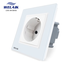 Welaik eurooppalainen standardi 16a pistorasia eu pistorasia 80*80mm 220v pistorasia 16a pistorasia lasipaneeli seinäpistorasia  a18ew