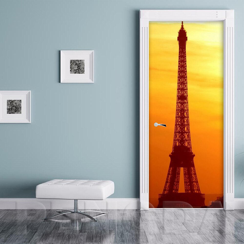 Självhäftande 3d papper 2 st renovering paris torn landskap diy pvc klistermärken dörr vattentät heminredning dekal tryck konst bild: Dörr yxcv 2715-04 / 95 x 215cm