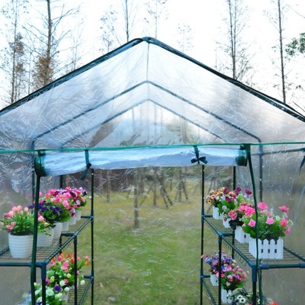 Mini cubierta de invernadero de plástico PVC para jardín, plantas al aire libre, cubierta de casa para cultivo de flores, ventanas enrollables sin marco