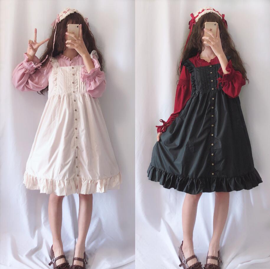 Japanese Ruffled Gretel Simpska dress Girl Lolita Dress Princess Lolita Dress falbala dress Bowknot DRESS LXC001