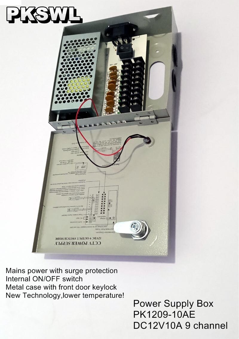 DC12V 10A 9 way 9 channel CCTV power supply box power distribution box for CCTV camera