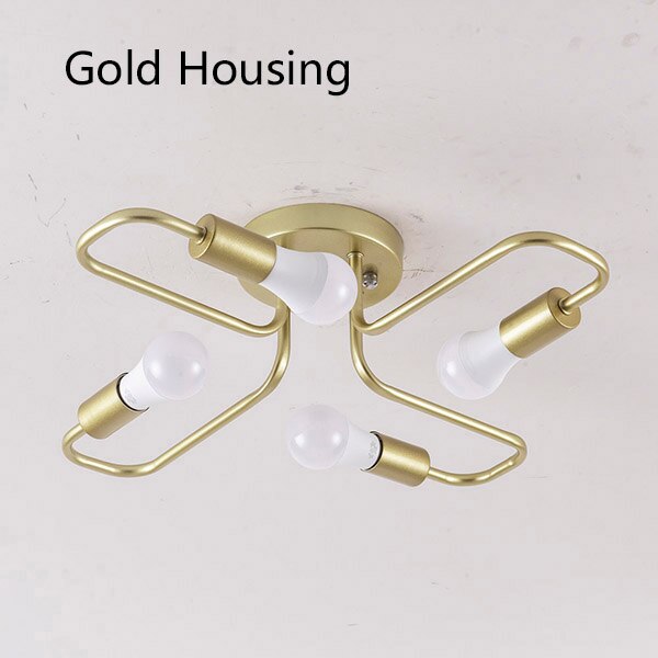 Creatieve Led Plafond Verlichting Armatuur Voor Woonkamer Hal Minimalistische Stijl plafond Lamp 4 heads buizen E27 lichtpunt: Gold Housing / 12W White