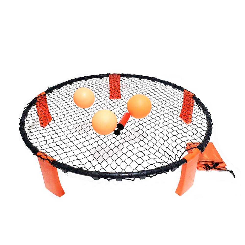 Mini Beach Volleyball Spike Ball Game Set Outdoor Team Sports Spikeball Lawn Fitness Equipment With 3/4 Balls Volleyball Net: Orange