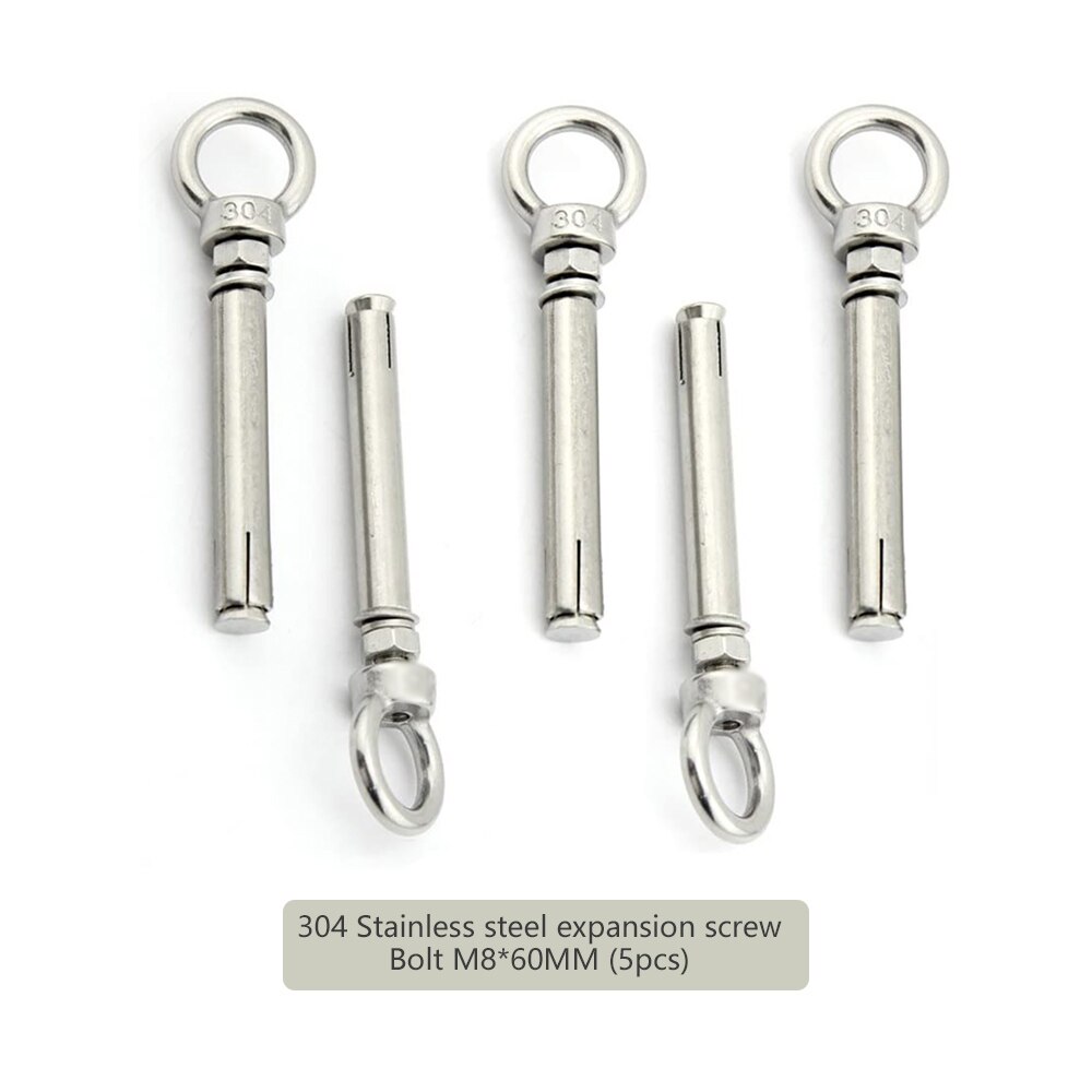 5pcs Expansion Eye Bolt Screws With Stainless Steel Lifting Ring Stainless Steel Expansion Screw Bolt Eyebolt Expansion Screw