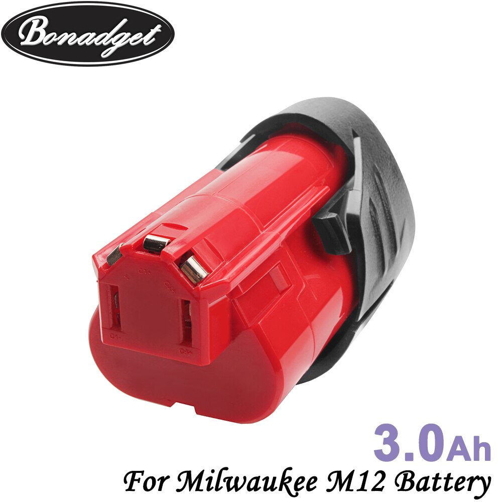Bonadget 12V 3.0Ah 3000Mah Oplaadbare Batterij Voor Milwaukee M12 Xc Cordless Gereedschap 48-11-2402 48-11-2411 48-11-2401 MIL-12A-LI