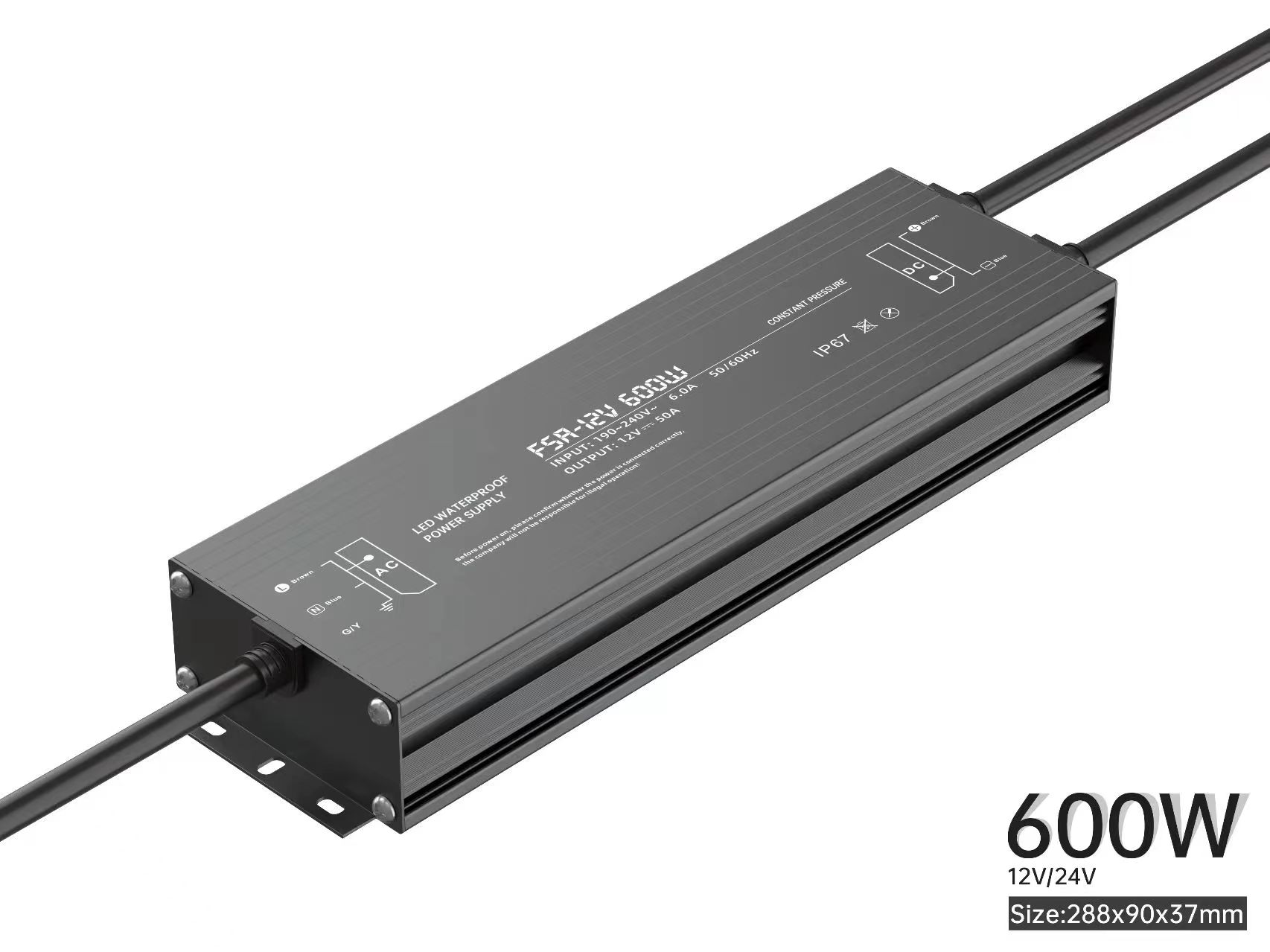 Controlador LED fuente de alimentación impermeable IP67 IP68 transformador de iluminación AC190V ~ 240V a DC 12V 24V 10W 20W 30W 50W 100W adaptador para exteriores: Marfíl / 380 V