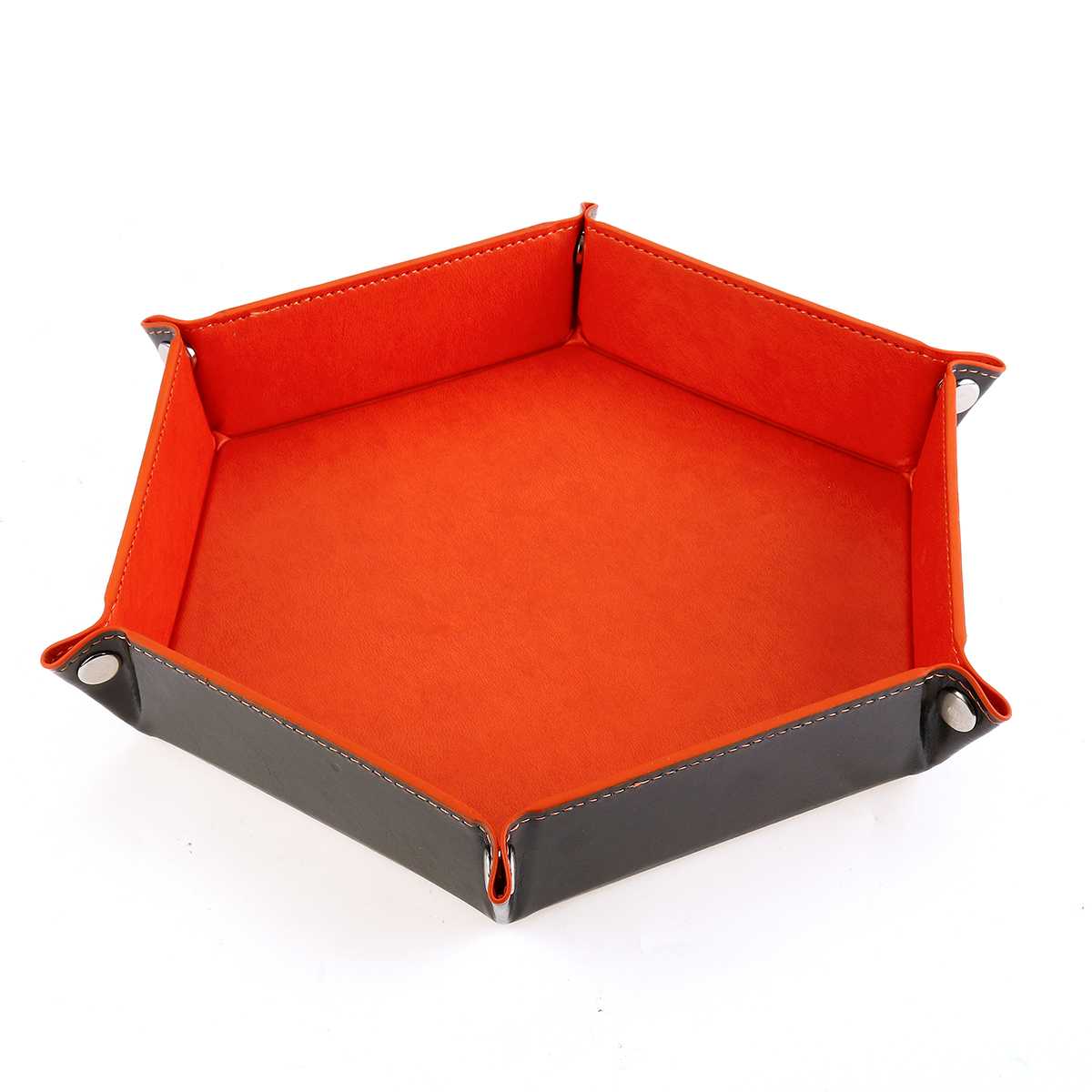 1 stücke PU Leder Falten Würfel Tablett polyedrisch Verein Würfel Kasten Platte Für RPG Bord Spiele Würfel Lagerung Kasten fallen ohrring Ring Halfter: Hexagon Orange
