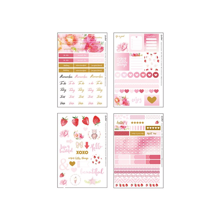 Lovedoki Journaling Stickers Scrapbooking Planner Bullet Journal Stickers Koreaanse Roze Bloem Decoratieve Stickers Briefpapier: Default Title