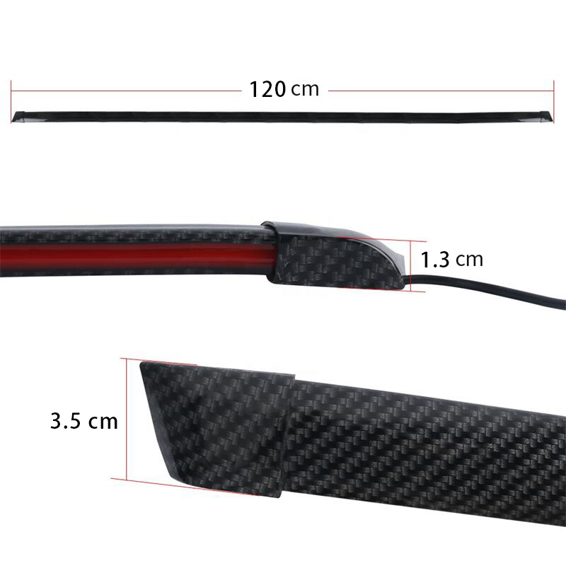 120CM 12V Led Tail Spoiler Light Universal Car Turn Signal Driving Brake Flash Trunk Lip Racing Tail Lamp Carbon Fiber RGB