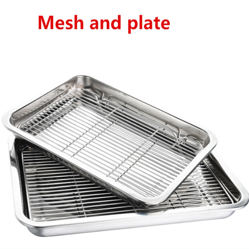 Wire Steamer Kebab Barbecue Mesh Rack BBQ Grill Mesh fish meat Carbon Stainless Steel deep Square Plate cafeteria Storage trays