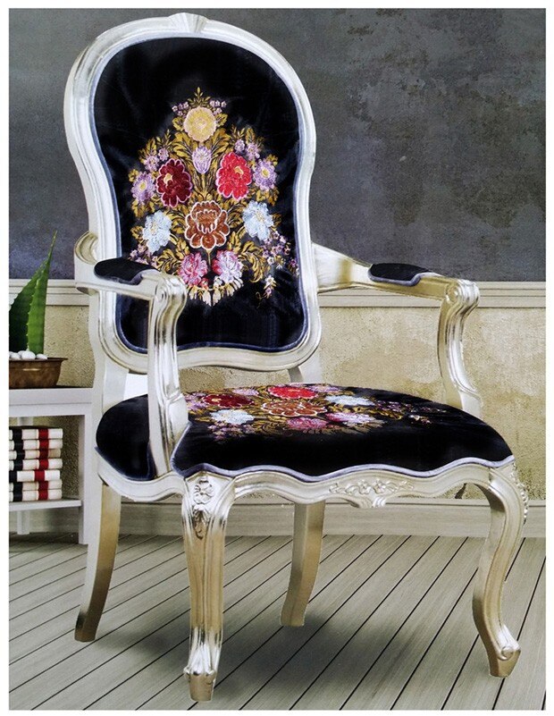 Deluxe applikation blomster placering sort fløjl polstring broderi stof sofa stol pude stof sælge  by 1 par