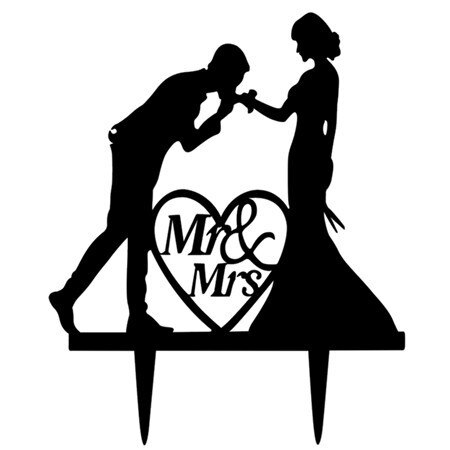 Romantische Wedding Cake Topper Mr Mrs Acryl Zwart Toppers Bruid Bruidegom Voor Verjaardag Bruiloft Decoratie Feestartikelen: H
