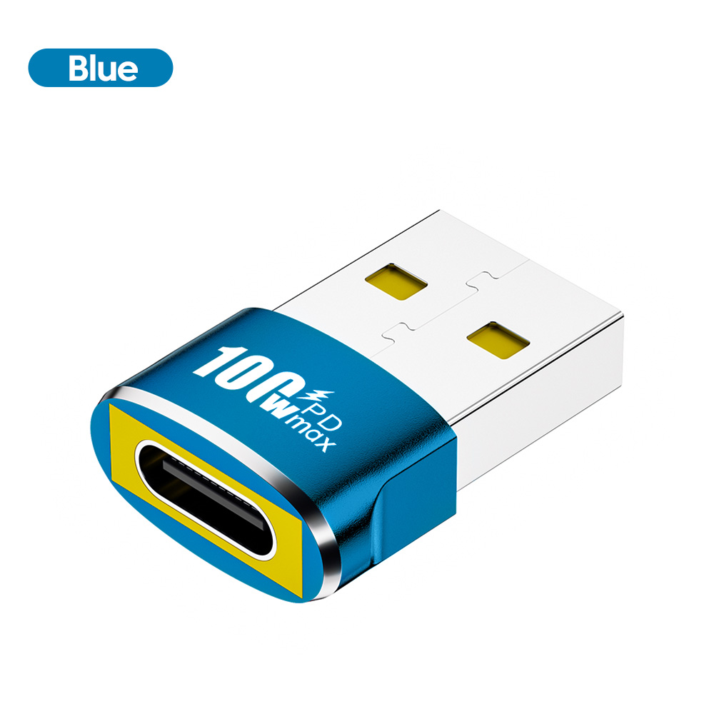 NNBILI PD 100W OTG Adapter USB to Type-C Converter USB-A Male To USB C Female Connector For Charging Data Transfer Wired Headset: Yellow