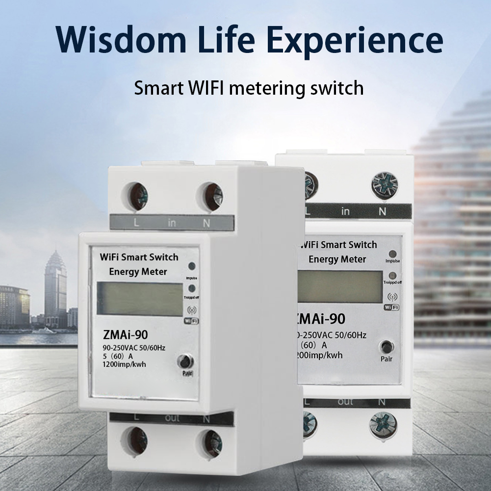 Timing Rental Room Energy Meter Digital LCD Display Current Monitoring 35mm Din Rail ABS Mini Smart WIFI Home Single Phase