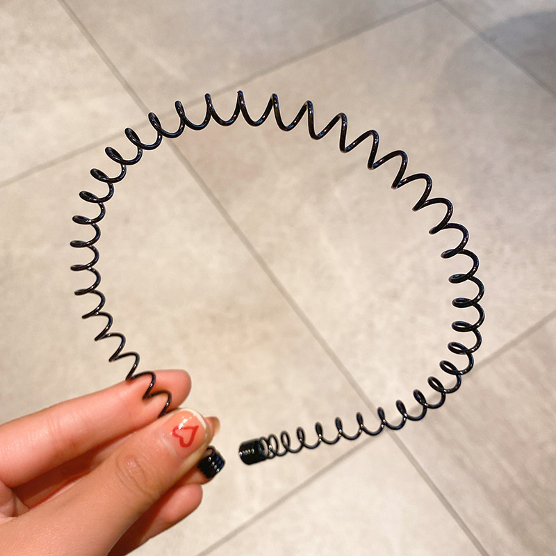 1 st hårband unisex vågformat hårband ansiktstvätt huvudbonad hårring enkelhet halkfri svart metall spiralband: Röd