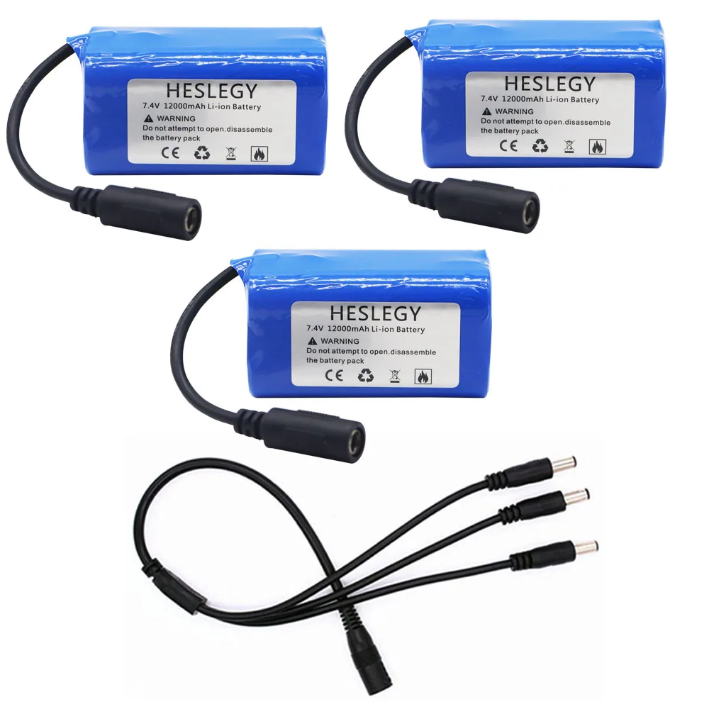 Hoge capaciteit Batterij 7.4V 12000mAh met USB Lader Voor T188 T888 -5 TH88 CF18 C18 RC Hoge Snelheid RC Voerboot Vissersboot: Rood