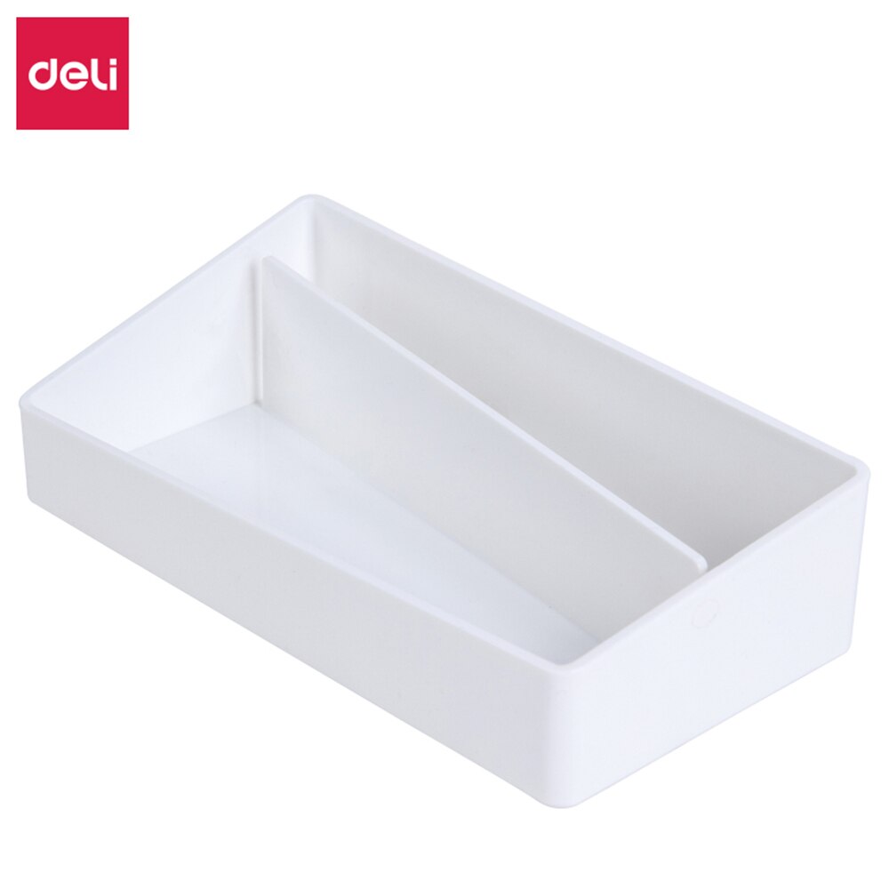 Deli Desktop Minimalistischen Lagerung Box Schreibwaren Sortierung Trennung Große Kapazität Lagerung Box Anti Slip Stift Halter Schule Büro: 8910 White