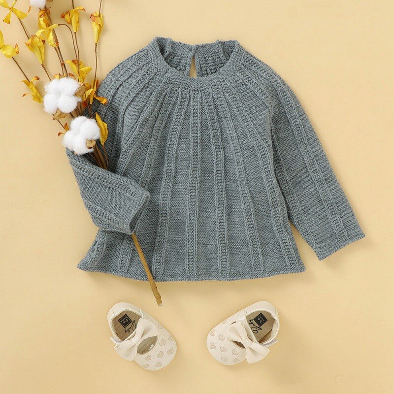 Kids Girls Boys Knitwear Tops Autumn Winter Newborn Clothes 0-2Y Long Sleeve Baby Sweaters Pullovers Solid Knitted