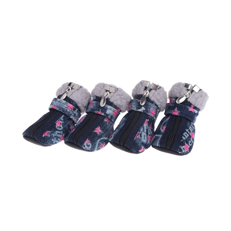 Laten Huisdier Schoenen Huisdier Honden Puppy Laarzen Denim Warm Sneeuw Winter Mooie Anti Slip Rits Casual Pet levert