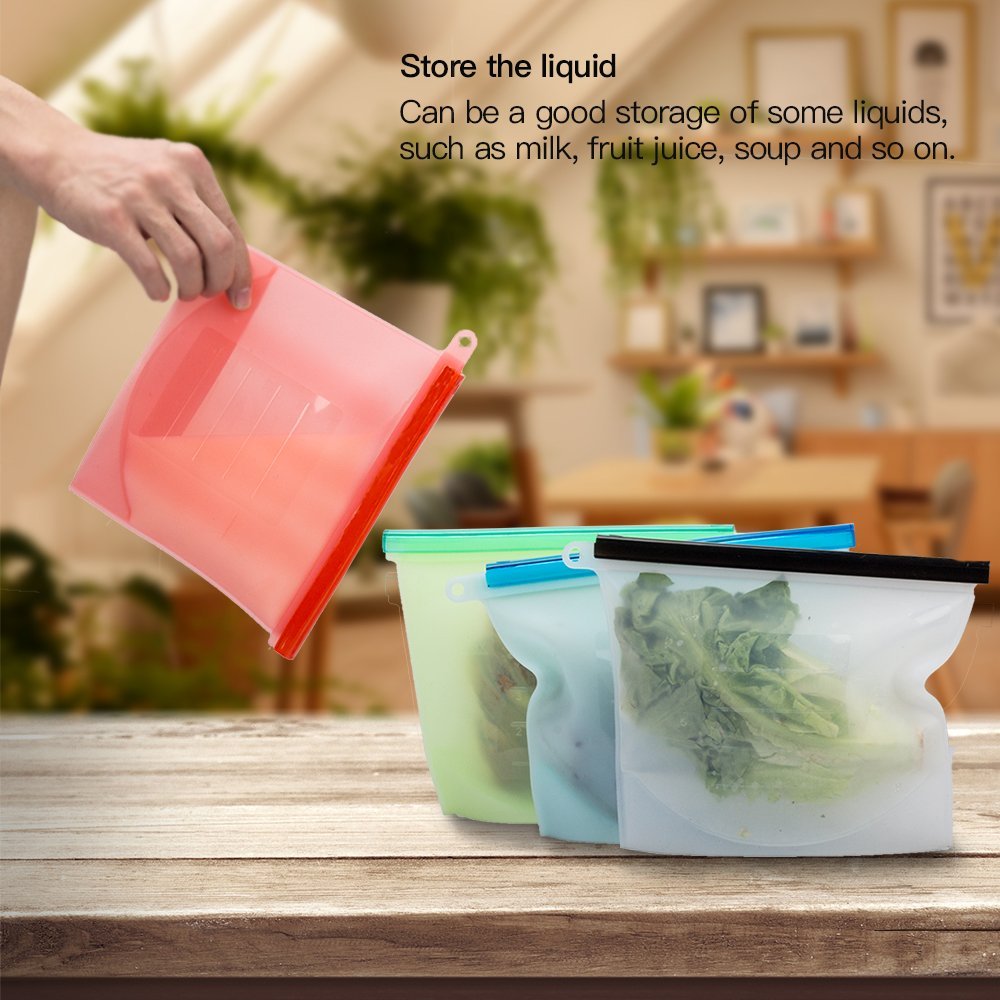 Bolsas reutilizables de silicona para alimentos al vacío, sellador de alimentos frescos, bolsas de almacenamiento de leche y fruta, nevera, bolsa organizadora para almacenamiento, 1000ml
