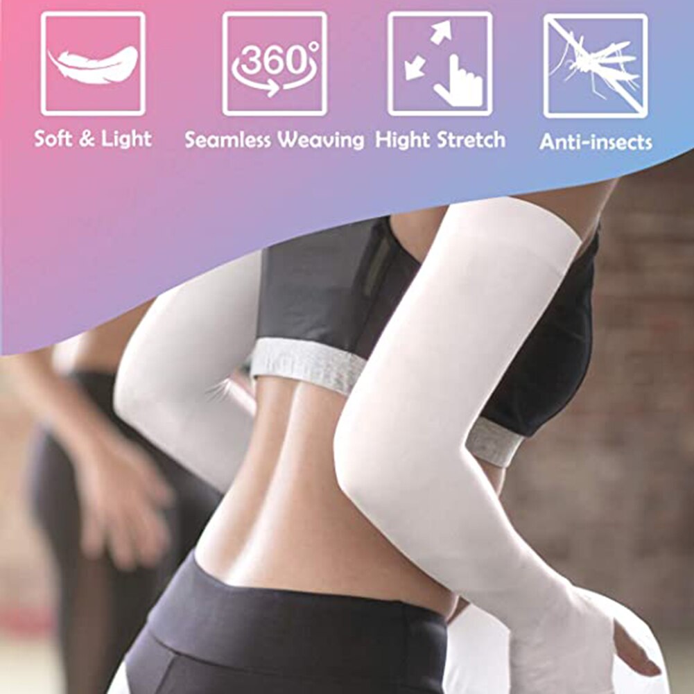 2 Stuks Zomer Arm Mouwen Vrouwen Mannen Arm Compressie Mouw Armwarmer Uv Zon Bescherming Katoen Lange Vingerloze Handschoenen Arm Mouwen