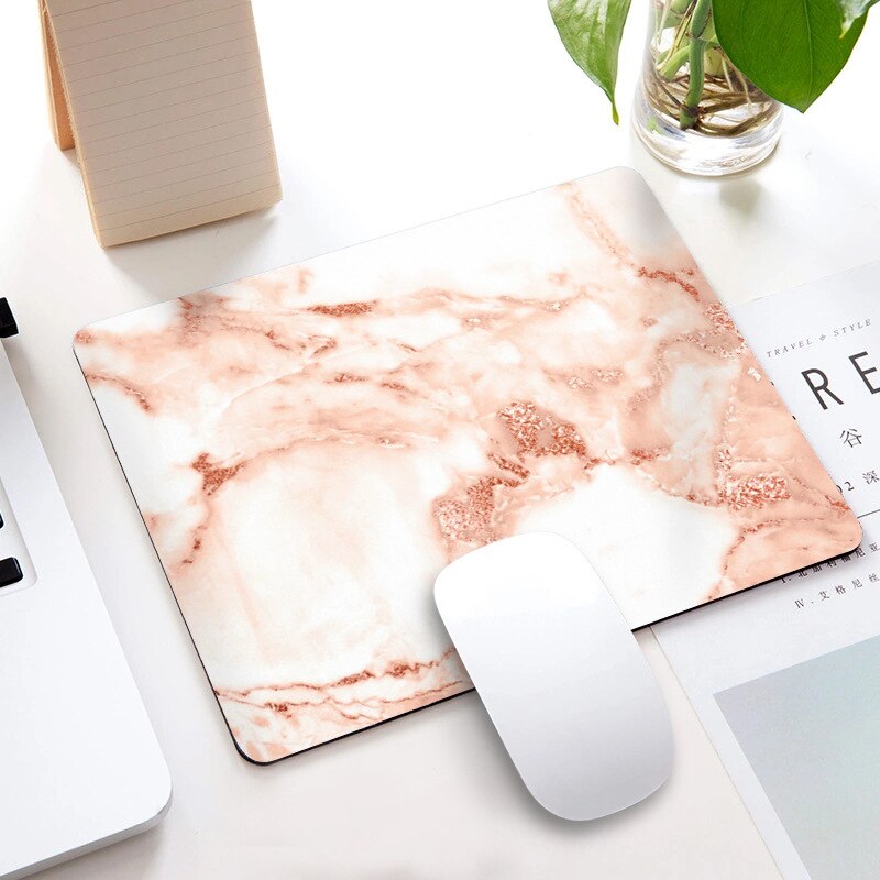 Marble Office Desk Mat School Supplies Office Tools Desktop Square Mousepad Rubber Gaming Small Mouse Pad Computer 22X18CM: NO.23