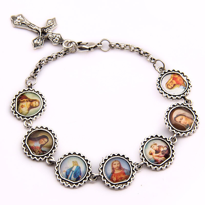 Pulsera de crucifixión del Corazón de Jesús, de Navidad, católico, Virgen María, tendencia