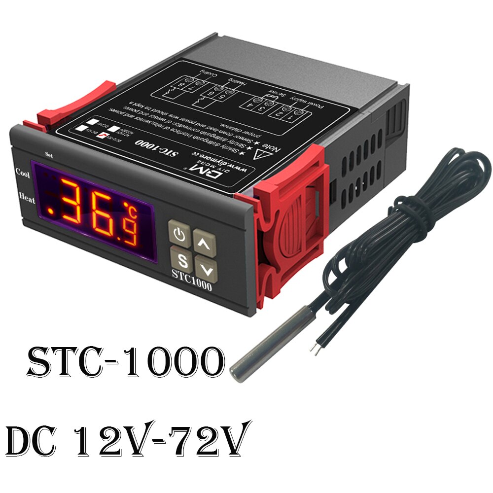 STC-1000 Temperature Controller Thermoregulator for Incubator Refrigerator Heating Cooling DC 12V / 24V / 12 -72V / AC 110 -220V: DC 12V-72V