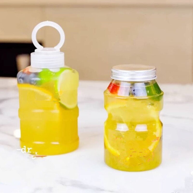 10pcs Net red 500ml clear plastic cups bubble tea cup milkshake bottle yogurt bottles diy flower tea packaging cups with lids