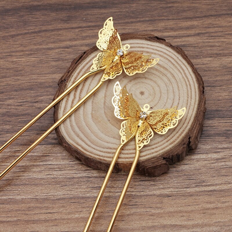 2 uds 25x35mm mariposa largo pelo horquilla pinzas para el pelo horquillas boda pasadores horquillas Accesorios para peinados: Gold