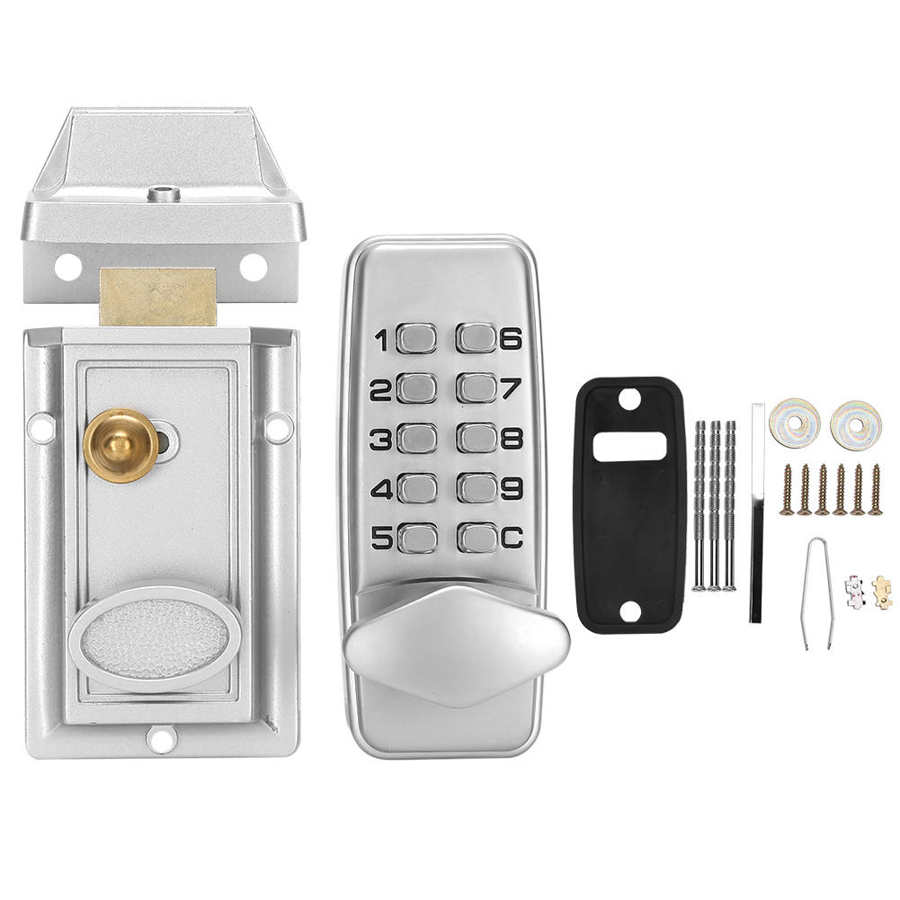 door handle lock Digital Password Door Lock Mechanical Code Waterproof Electronic Locker: Default Title