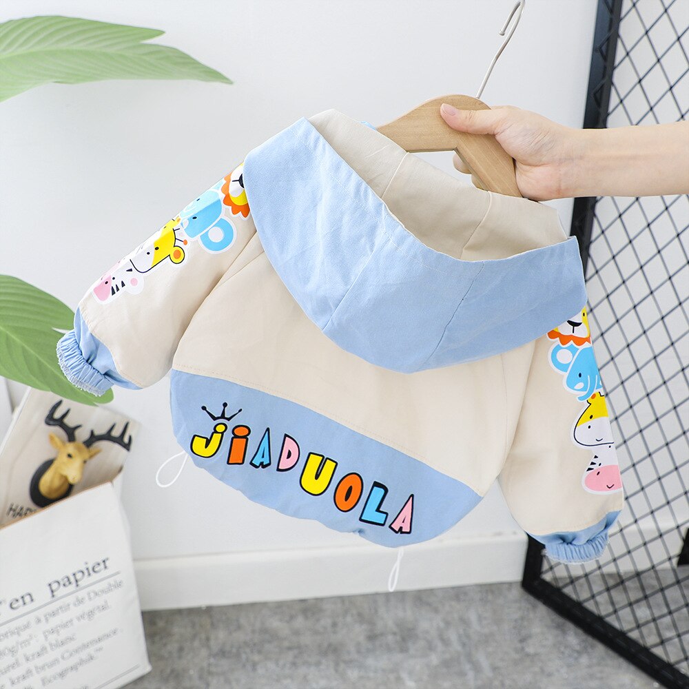 Herfst Baby Jongens Cartoon Brief Print Capuchon Rits Jassen Vesten Kinderen Kids Jassen Baby Meisjes Toevallige Bovenkleding Casaco