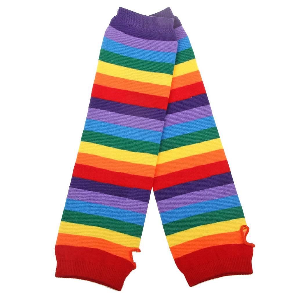 Malha luvas sockings para mulher menina colorido arco-íris listrado luvas longas meias braço mais quente sem dedos malha luvas sockings: 1 pair  Knit Mittens