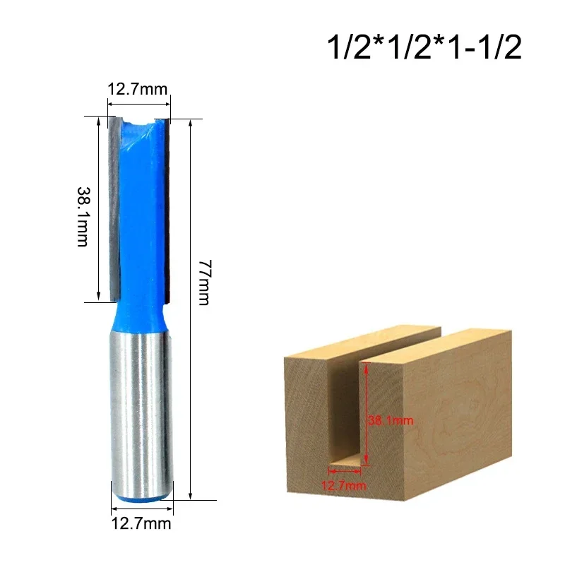 1Pc 1/4 "6.35Mm 1/2" 12.7Mm Schacht Frees Houtsnijwerk Mes Rechte Mes Router Bit carbide Houtbewerking Frees: 22mm