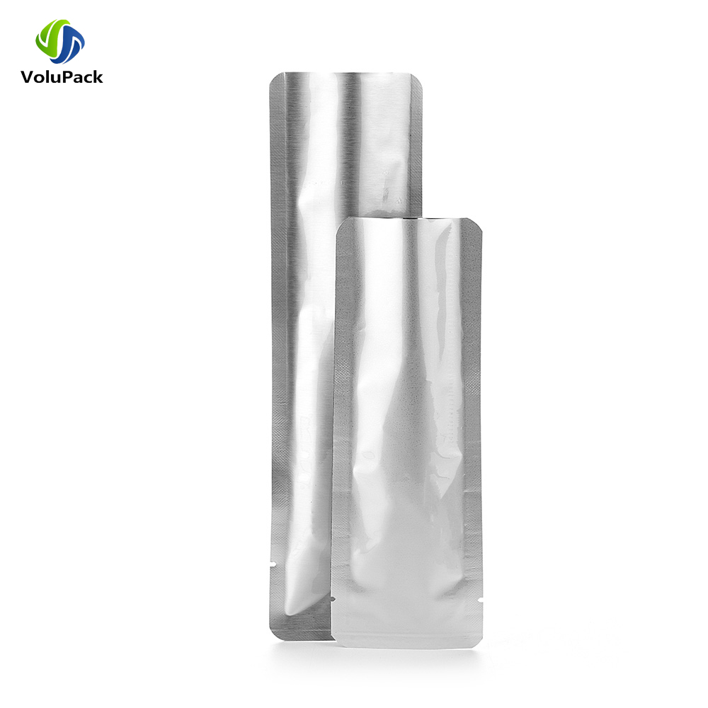 100 stuks hitteverzegelbare, glanzende zilveren aluminiumfolie zakjes, waterdicht, open bovenkant, platte zakjes voor koffie en suiker.