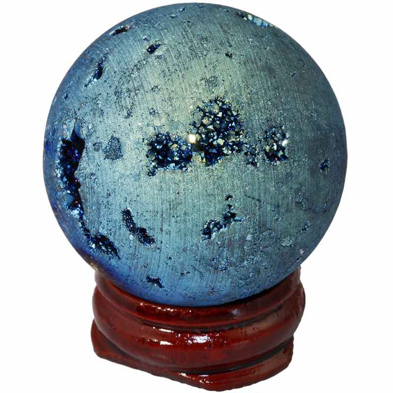 TUMBEELLUWA Titanium Coated Druzy Geode Sphere,Crystal Quartz Agate Gem Stone Egg/Ball,Sculpture Figurine Healing: Turquoise Round